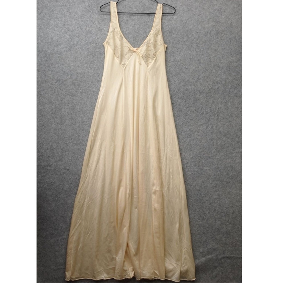Vintage 60s Odette Barsa Slip Nightgown Womens XS Cream Lace Old Hollywood Glam